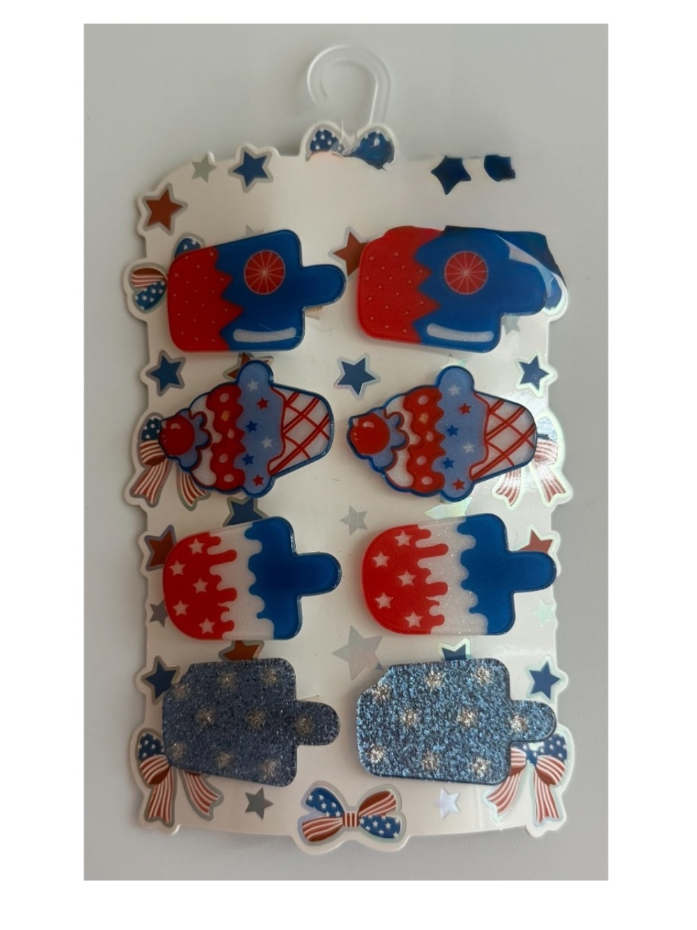 Girls Red & Blue Decorative Hair Clips - 8-Pack